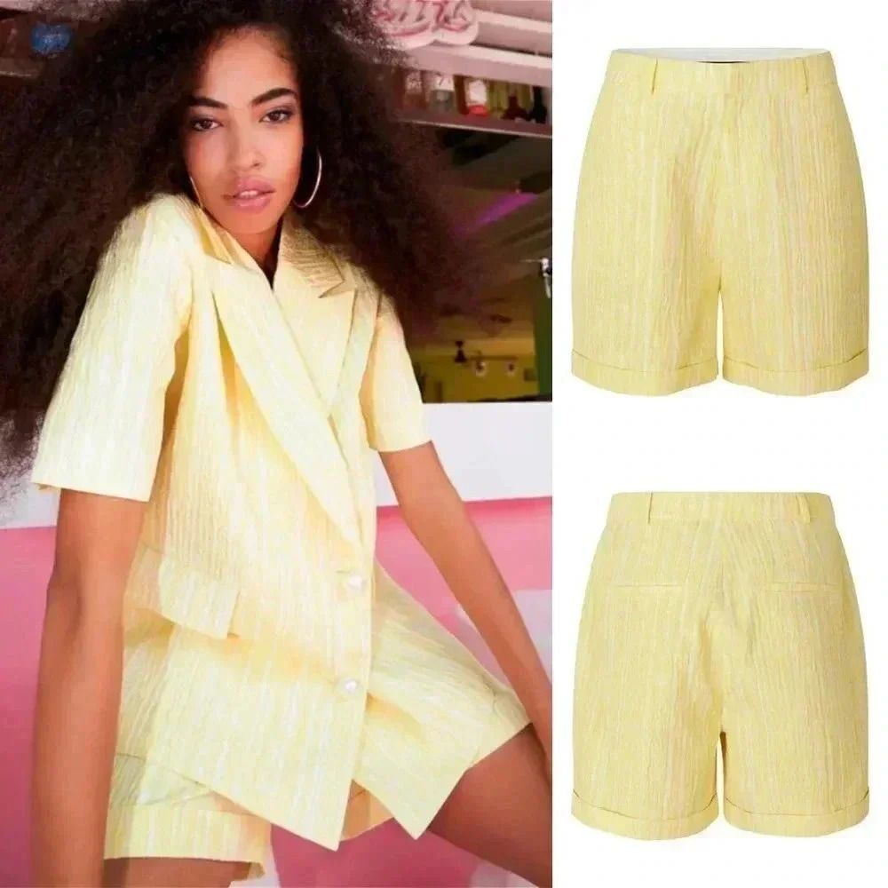 Free People Cras Sadie Shorts Popcorn Yellow Size 38 NWT $438